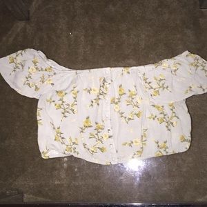 Off the Shoulder Flowered Crop Top